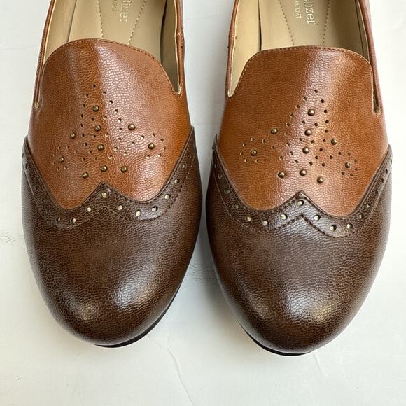 Naturalizer Landry Comfort Brown 2Tone Wingtip Stud Loafer Women’s 10 New - Picture 4 of 8